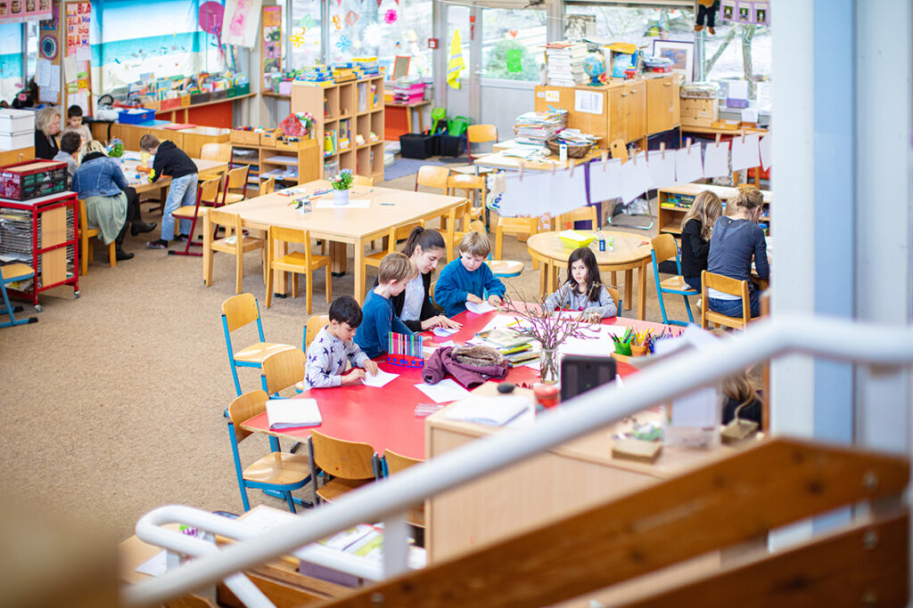 Bird's-eye view of an open classroom