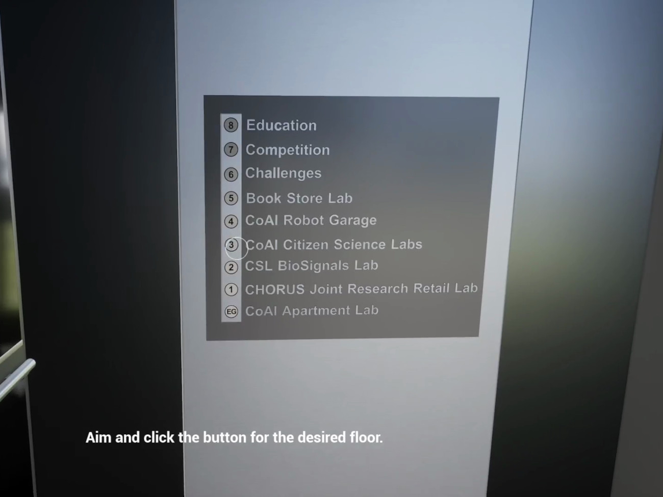 A sign in the virtual building which informs about the virtual floors