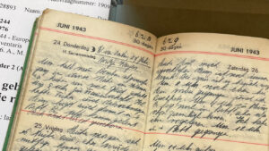 Gallery Inspection of a Dutch diary in the NIOD archive in Amsterdam.