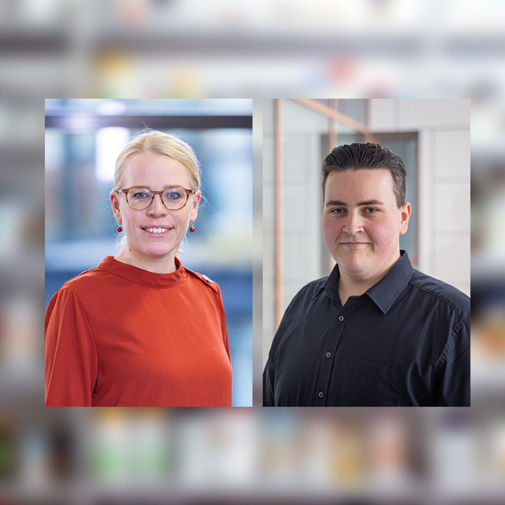 Blonde Frau im roten Pulli, Mann in schwarzem Hemd