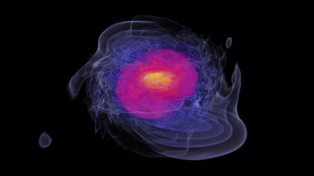 Scene in space, fusion as a luminous colour formation