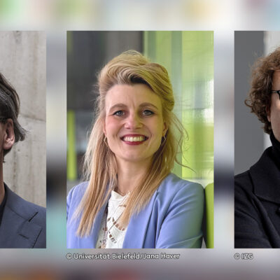 Auf dem Podium diskutieren (v.l.) der Medienwissenschaftler Prof. Dr. Bernhard Pörksen, Gender-Gastprofessorin Dr. Marlene Kowalski und der Historiker Prof. Dr. Oliver Flügel-Martinsen.